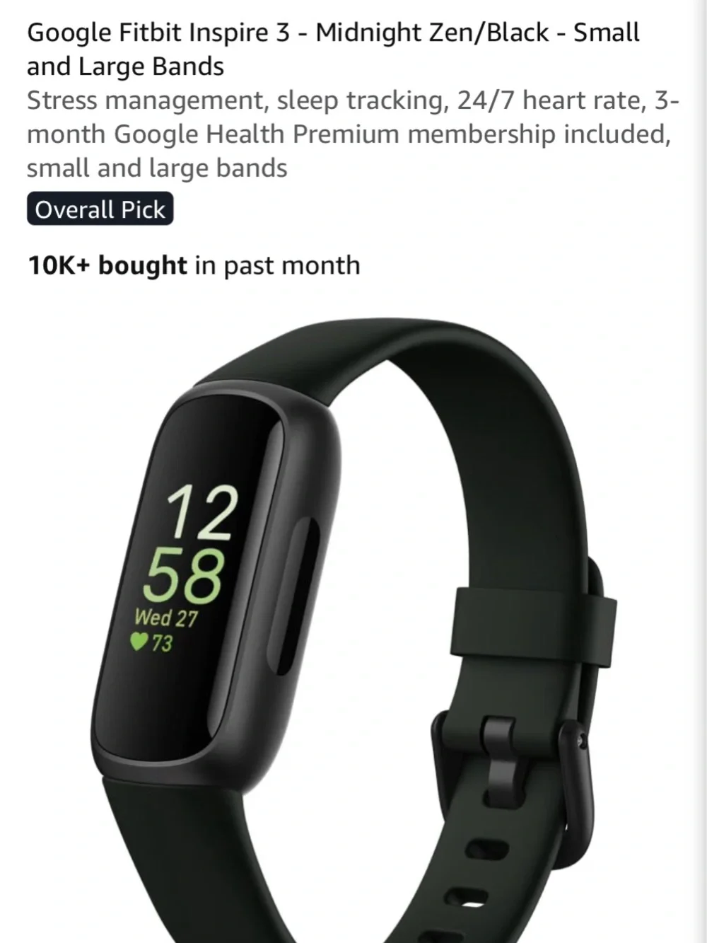 NEW-Fitbit Inspire 3 Fitness Tracker - Black - NWT